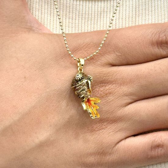 Çoklu Zincir Kombinli Sarı Balık Kolye resmi