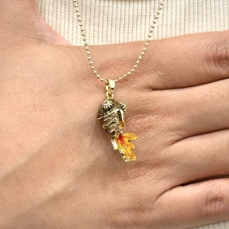 Çoklu Zincir Kombinli Sarı Balık Kolye resmi