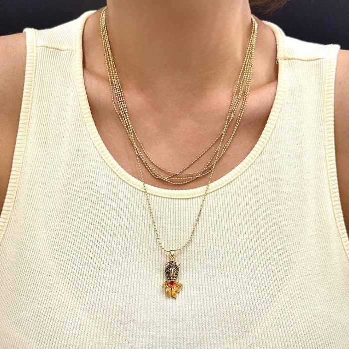 Çoklu Zincir Kombinli Sarı Balık Kolye resmi