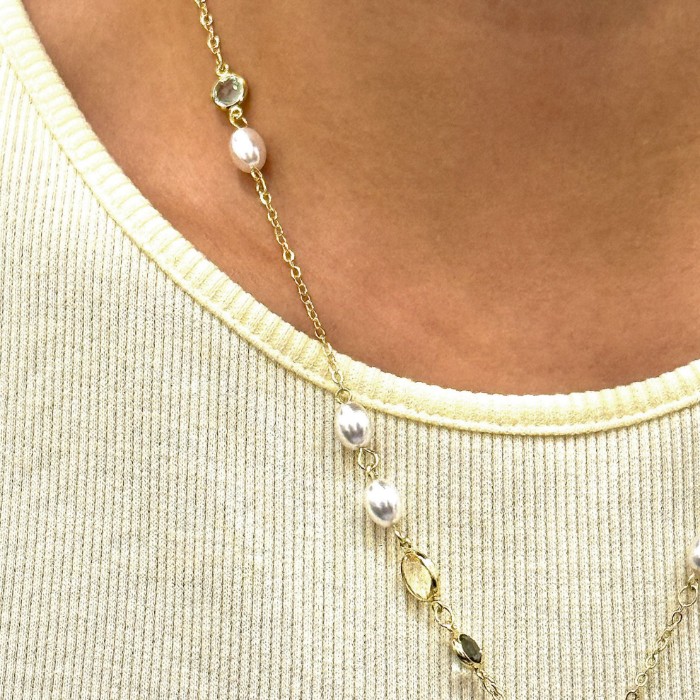 Renkli Taş İncili Y Kolye resmi