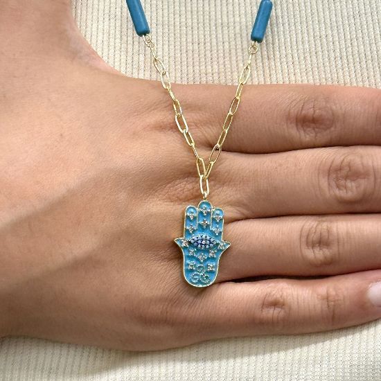 Mavi Fatma Ana Eli Kolye resmi