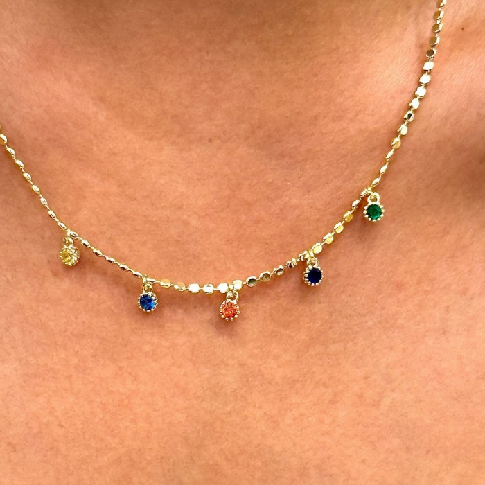 Minimal Renkli Taşlı Kolye resmi