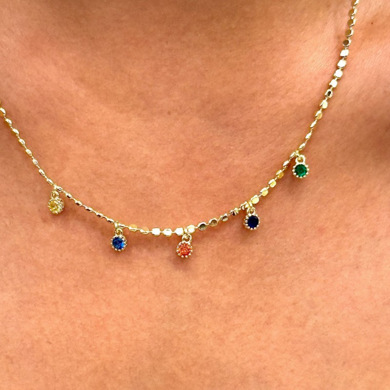 Minimal Renkli Taşlı Kolye resmi