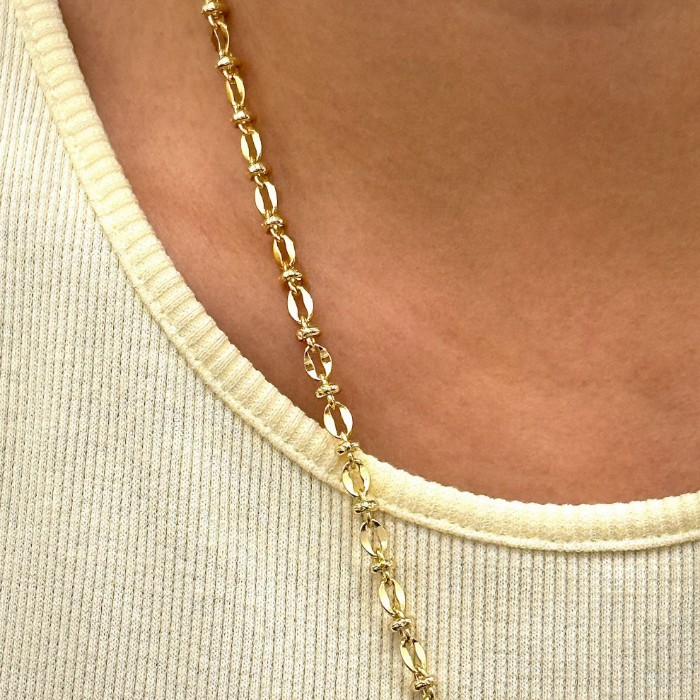 Yarısı Zincir Yarısı Renkli Baget Kolye resmi