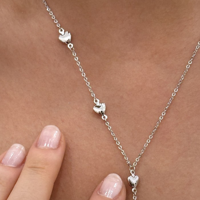 Y Kolye Sıra Kalp Silver resmi