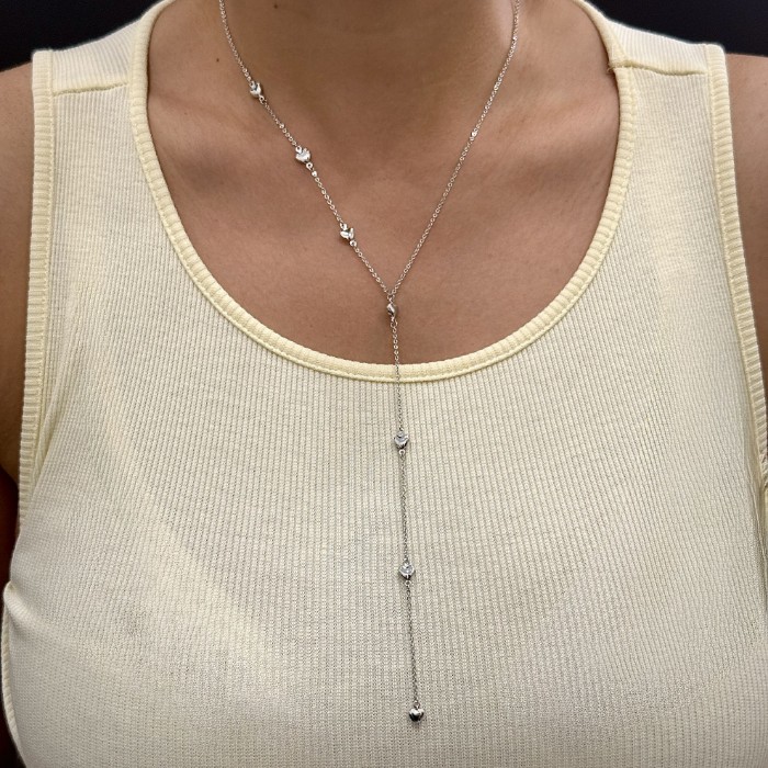 Y Kolye Sıra Kalp Silver resmi