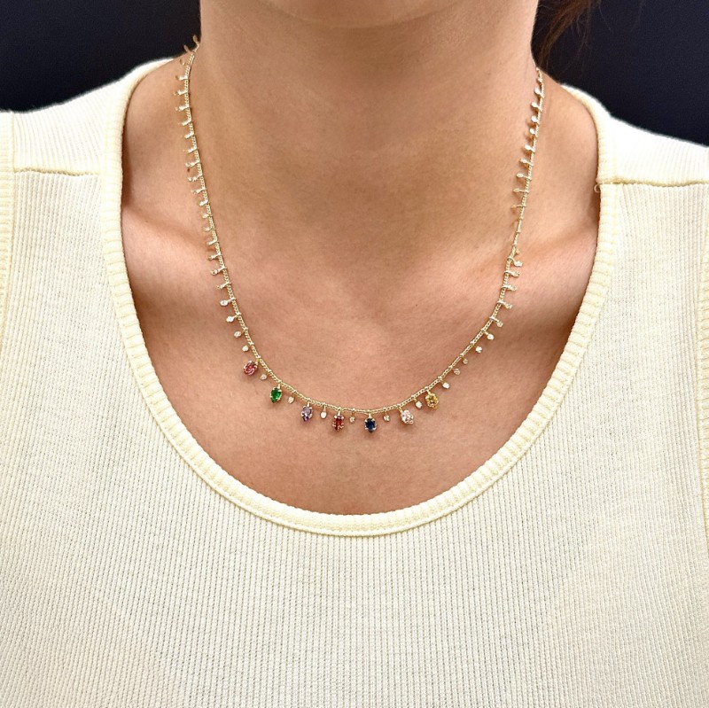 Saçak Renkli Taş Detaylı Kolye resmi