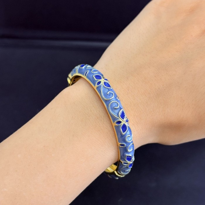 Mavi Mineli Papatya Desenli Bileklik  resmi