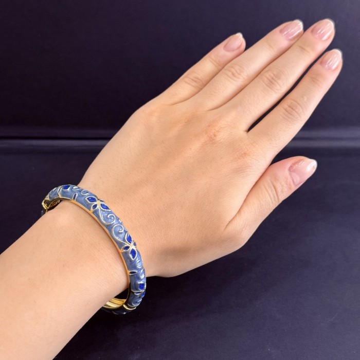 Mavi Mineli Papatya Desenli Bileklik  resmi