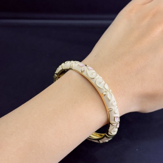 Krem Mineli Papatya Bileklik resmi