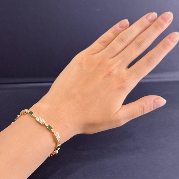 Zümrüt Taşlı Dikdörtgen Bileklik resmi