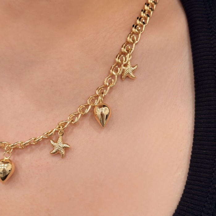 Altın Yıldız & Damla Uçlu Kolye resmi