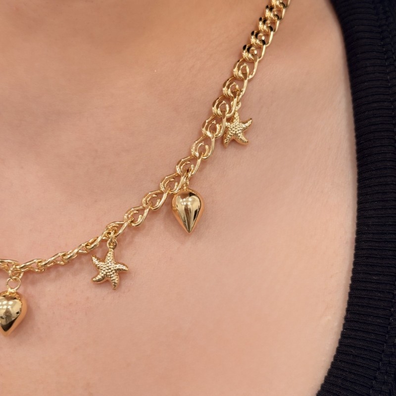 Altın Yıldız & Damla Uçlu Kolye resmi