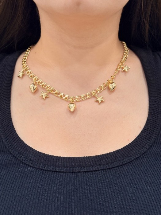 Altın Yıldız & Damla Uçlu Kolye resmi
