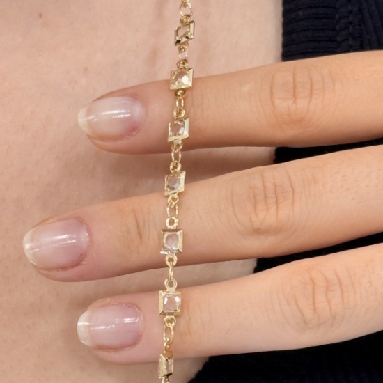 Kare Taşlı Gold Kolye resmi