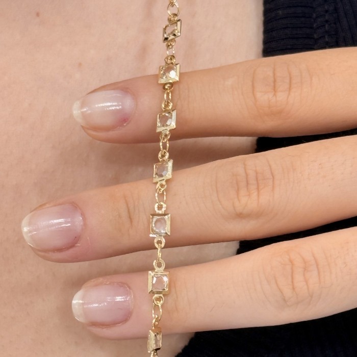 Kare Taşlı Gold Kolye resmi