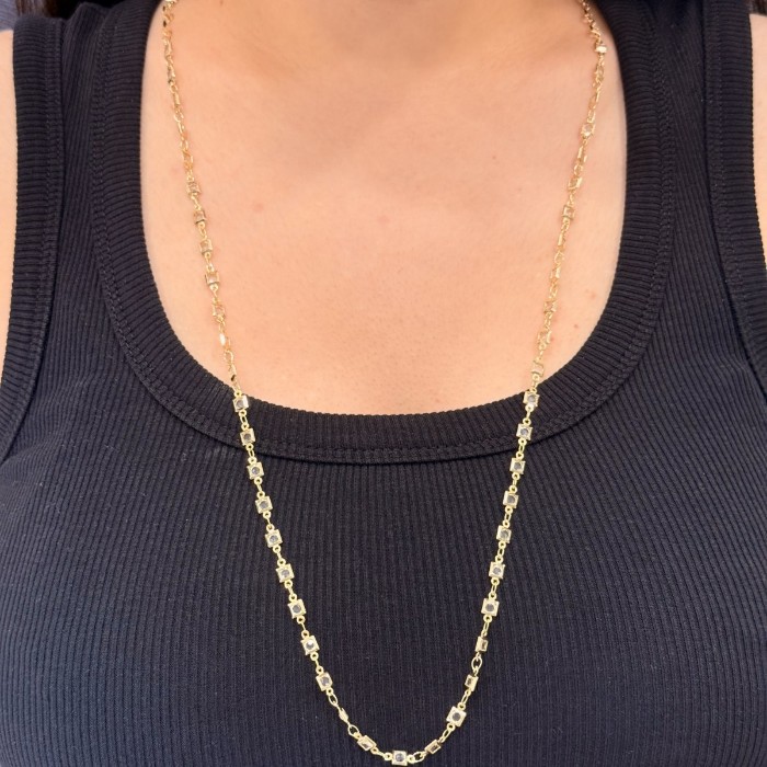 Kare Taşlı Gold Kolye resmi