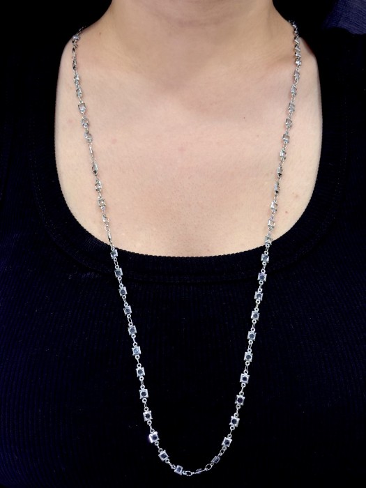 Kare Taşlı Gümüş Kolye resmi