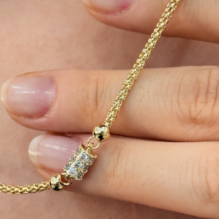 Üçlü Taşlı Minimal Gold Kolye resmi