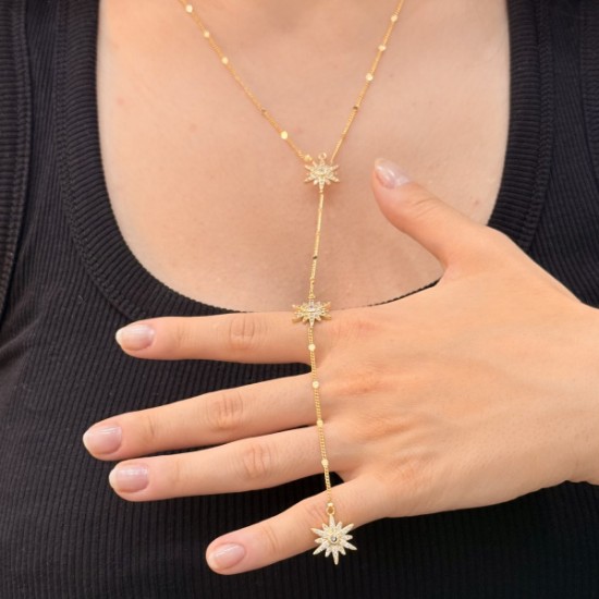 Yıldız Taşlı Gold Kolye resmi