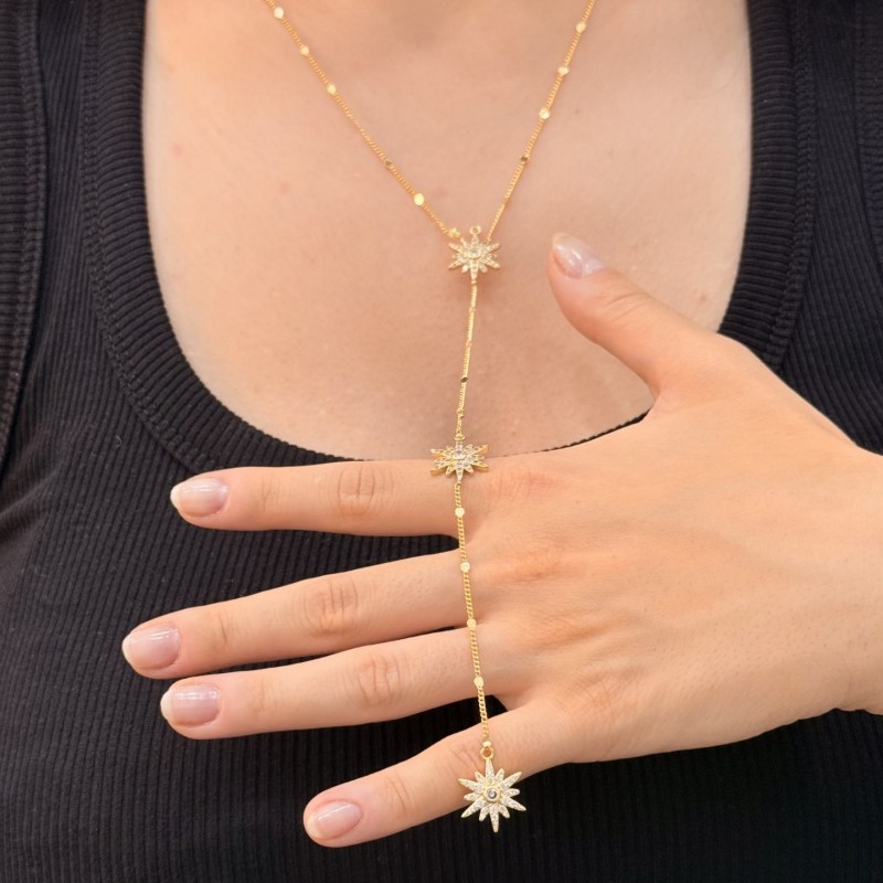 Yıldız Taşlı Gold Kolye resmi