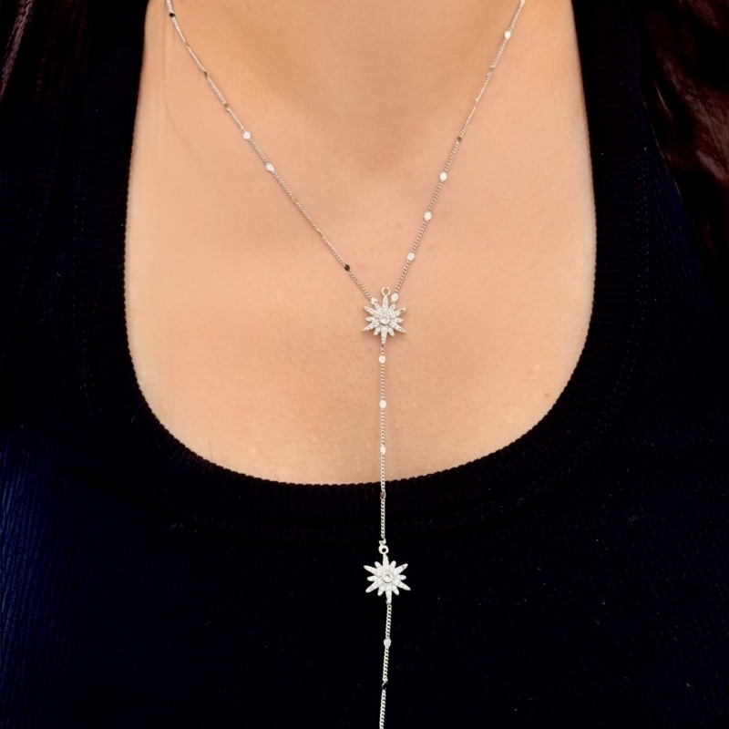  Yıldız Taşlı Gümüş Kolye resmi