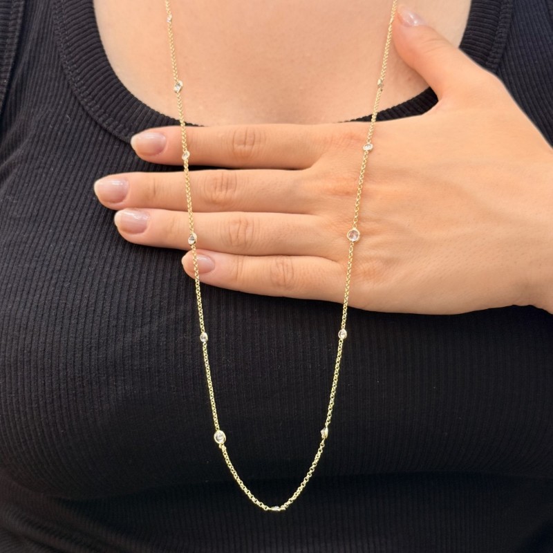 Minimal Kübik Taşlı Gold Kolye resmi