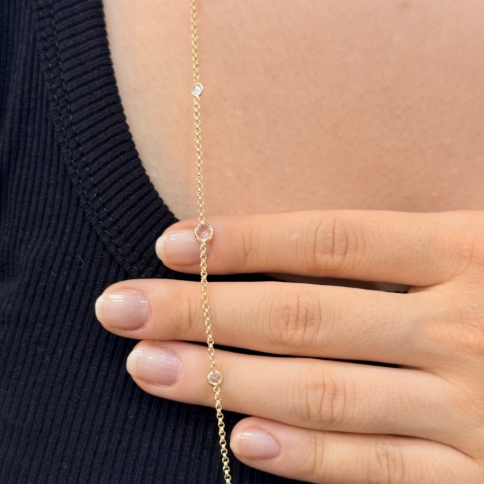 Minimal Kübik Taşlı Gold Kolye resmi