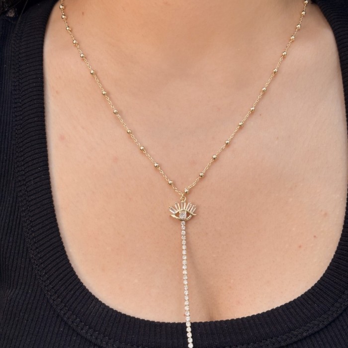 Göz Figürlü Uzun Kolye resmi