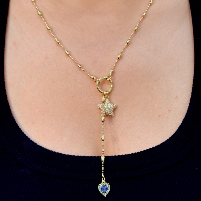 Yıldız ve Kalp Detaylı Kolye resmi