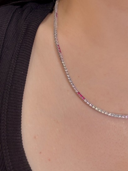 Pastel Işıltı Gümüş Kolye resmi