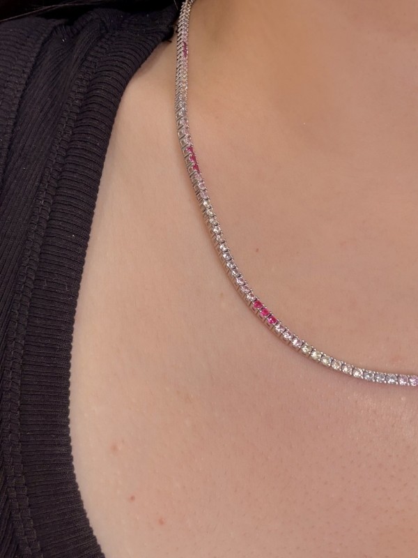 Pastel Işıltı Gümüş Kolye resmi