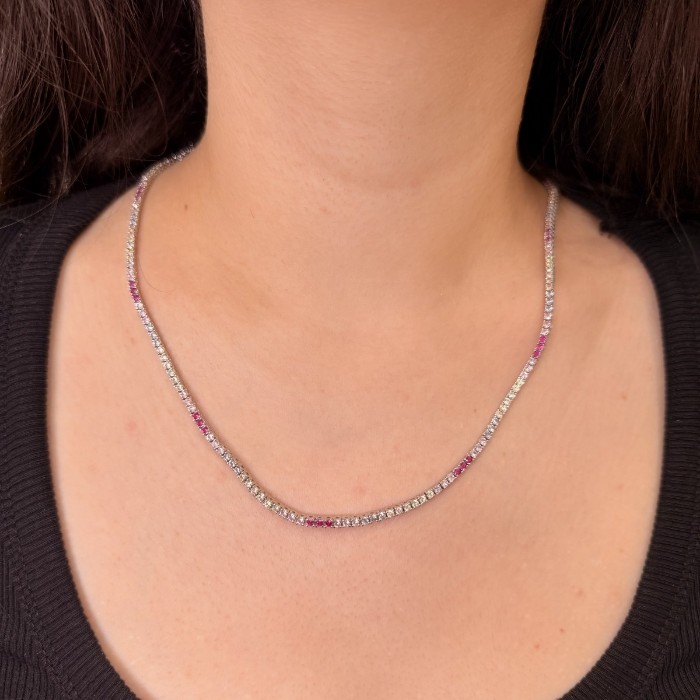 Pastel Işıltı Gümüş Kolye resmi