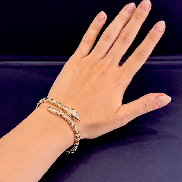  Yılan Bilezik – Altın Ton, Segment Üzeri Taş Dizilim resmi