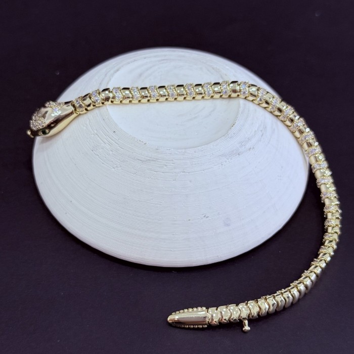  Yılan Bilezik – Altın Ton, Segment Üzeri Taş Dizilim resmi