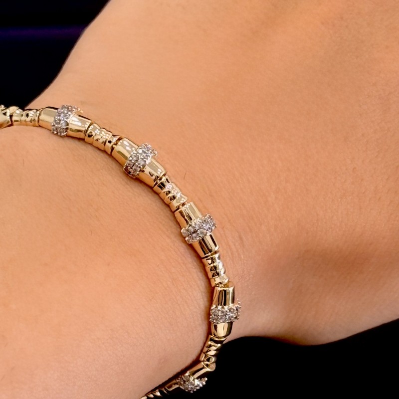 Segmentli Zirkon İstasyonlu Bileklik – Altın Tonlu  resmi