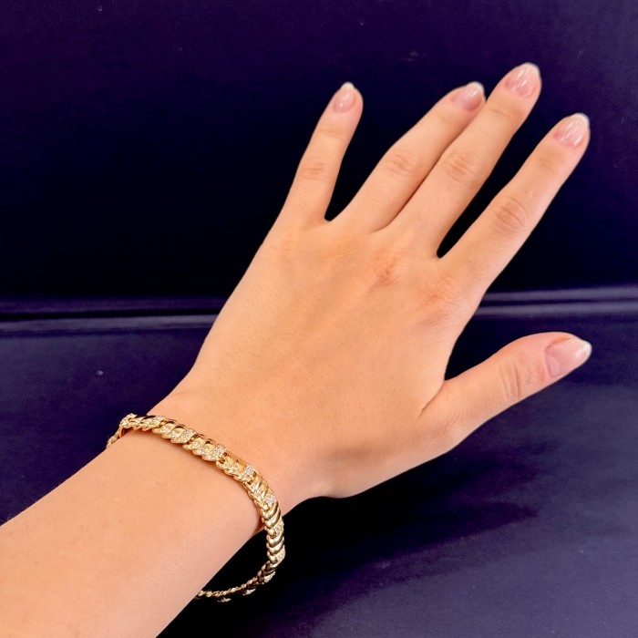 Taş Vurgulu Kalın Zincir Bileklik (Cuban Stil) – Altın Tonlu Xuping resmi