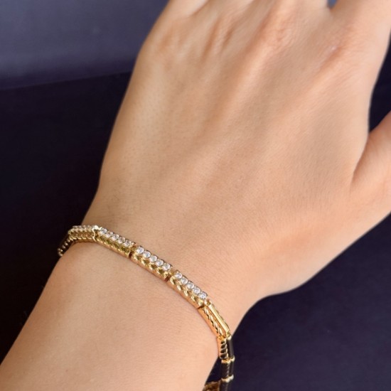 Örgü Motifli Dikdörtgen Bilezik (Gold) Xuping  resmi