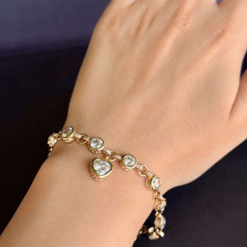 Kalp Detaylı Altın tonlu Bileklik Xuping  resmi