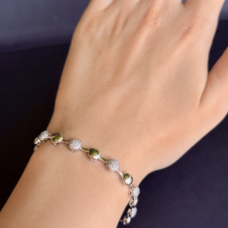 Parıltılı Yuvarlak Taşlı Gümüş Bilezik Xuping  resmi