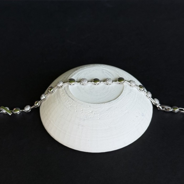 Parıltılı Yuvarlak Taşlı Gümüş Bilezik Xuping  resmi