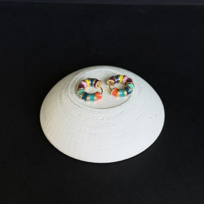 Renkli Taşlı Halka Küpe resmi