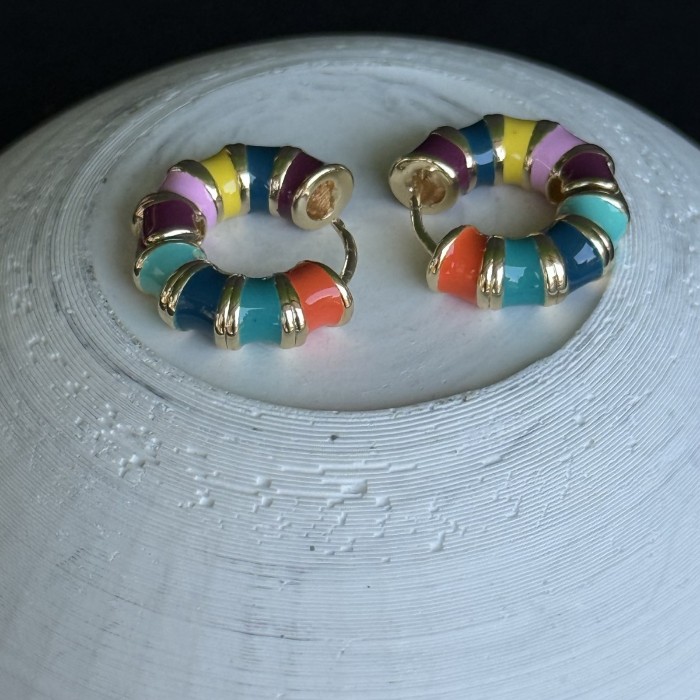 Renkli Taşlı Halka Küpe resmi