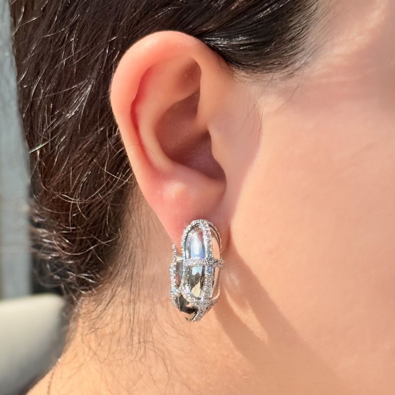 Gümüş Renkli Modern Halka Küpe resmi