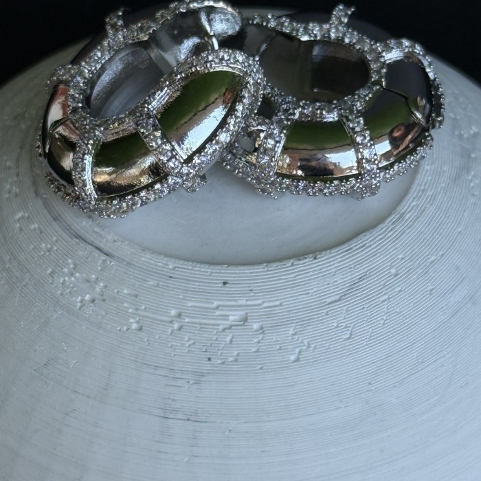 Gümüş Renkli Modern Halka Küpe resmi