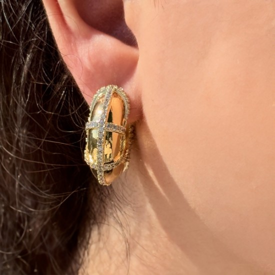 Altın Renkli Modern Halka Küpe resmi