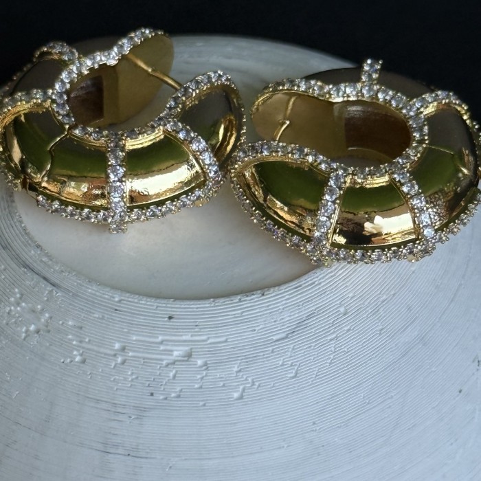 Altın Renkli Modern Halka Küpe resmi