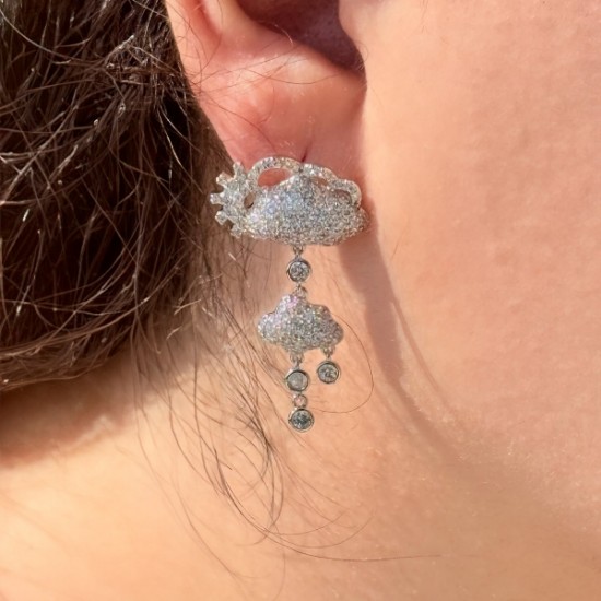 ☁️Bulut Formlu Taşlı Küpe resmi