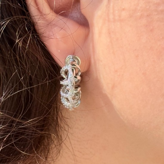 Gümüş Taşlı Kafes Küpe resmi