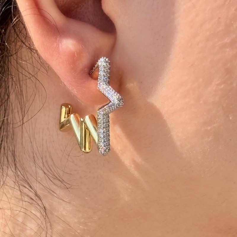 Pavé Yıldız Halka Küpe- Altın rengi  resmi